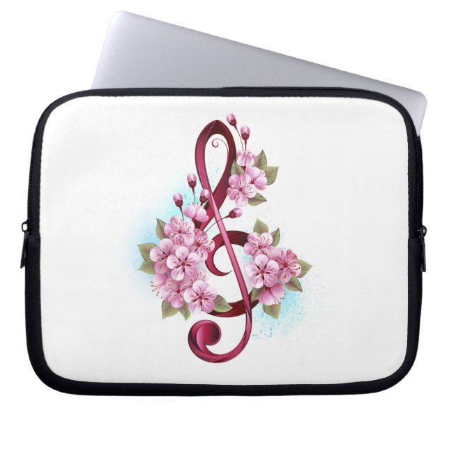 Musiksaxlar med saxblommor laptop fodral (Framsidan)