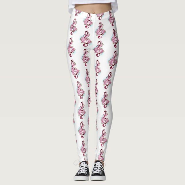Musiksaxlar med saxblommor leggings (Framsida)