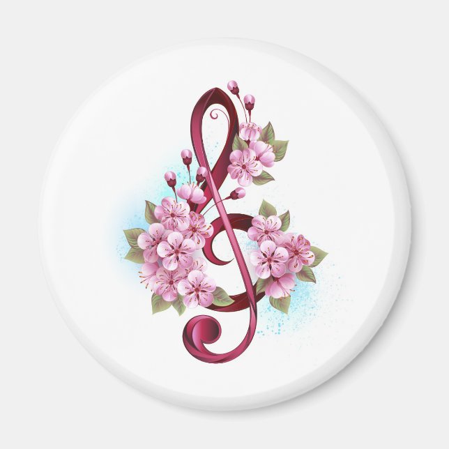 Musiksaxlar med saxblommor magnet (Framsidan)
