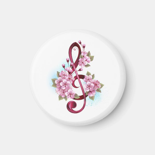 Musiksaxlar med saxblommor magnet (Framsidan)