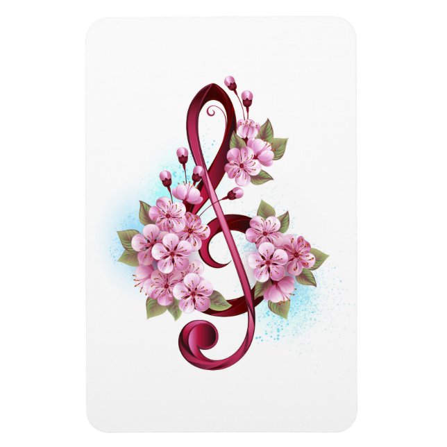 Musiksaxlar med saxblommor magnet (Vertikal)