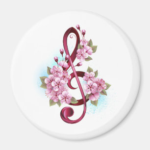 Musiksaxlar med saxblommor magnet