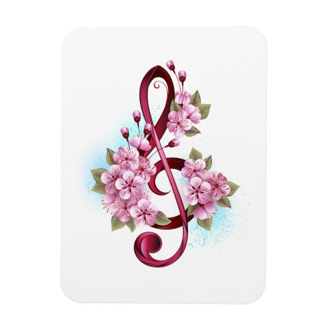 Musiksaxlar med saxblommor magnet (Vertikal)