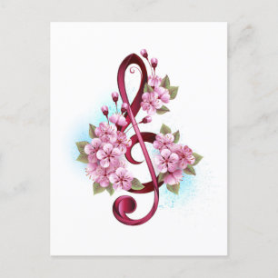Musiksaxlar med saxblommor meddelande vykort