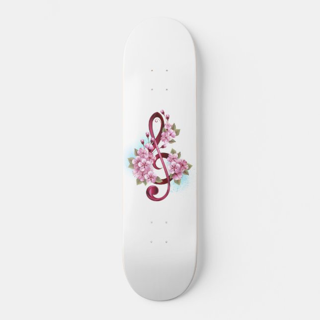 Musiksaxlar med saxblommor mini skateboard bräda 18,5 cm (Framsida)