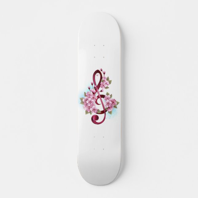 Musiksaxlar med saxblommor mini skateboard bräda 18,5 cm (Framsida)