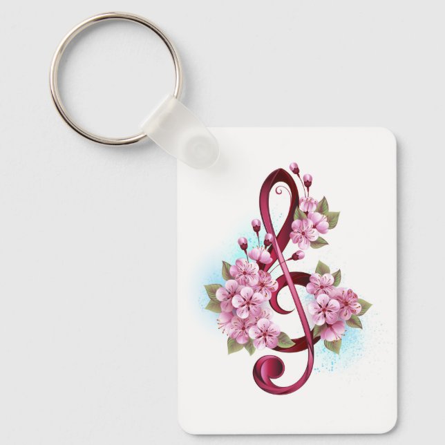 Musiksaxlar med saxblommor nyckelring (Framsida)