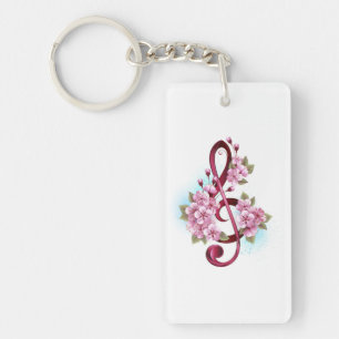 Musiksaxlar med saxblommor nyckelring