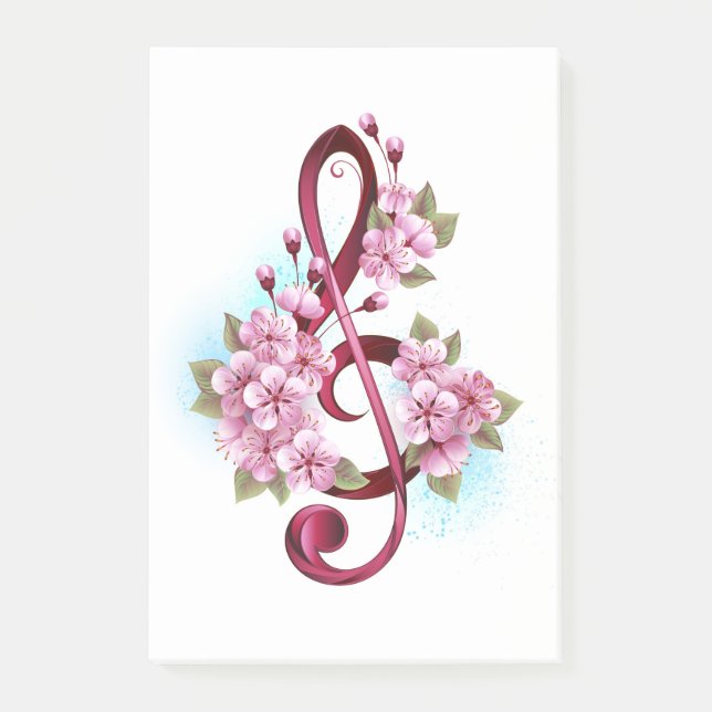 Musiksaxlar med saxblommor post-it block (Framsida)