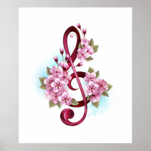 Musiksaxlar med saxblommor poster