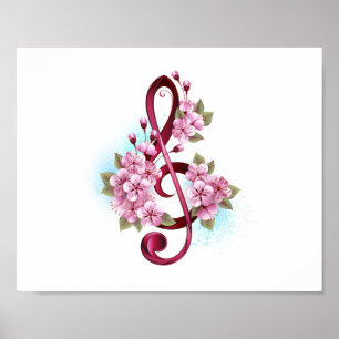 Musiksaxlar med saxblommor poster