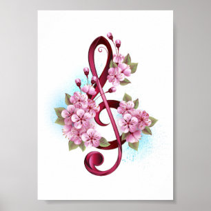 Musiksaxlar med saxblommor poster