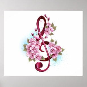 Musiksaxlar med saxblommor poster