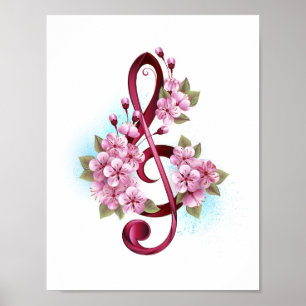 Musiksaxlar med saxblommor poster