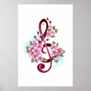 Musiksaxlar med saxblommor poster