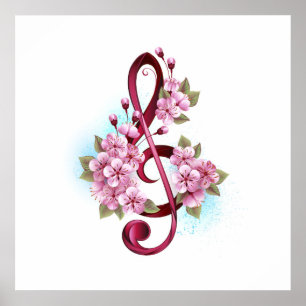 Musiksaxlar med saxblommor poster