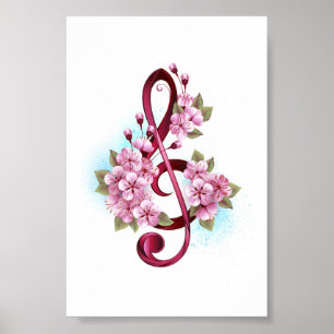 Musiksaxlar med saxblommor poster
