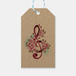 Musiksaxlar med saxblommor presentetikett