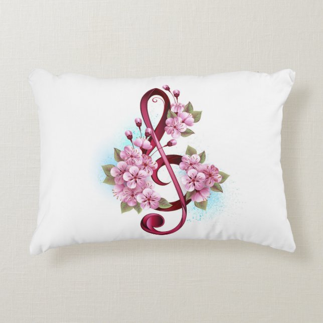 Musiksaxlar med saxblommor prydnadskudde (Framsidan)