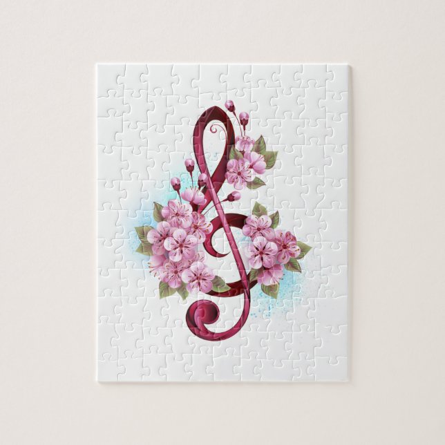 Musiksaxlar med saxblommor pussel (Vertikal)