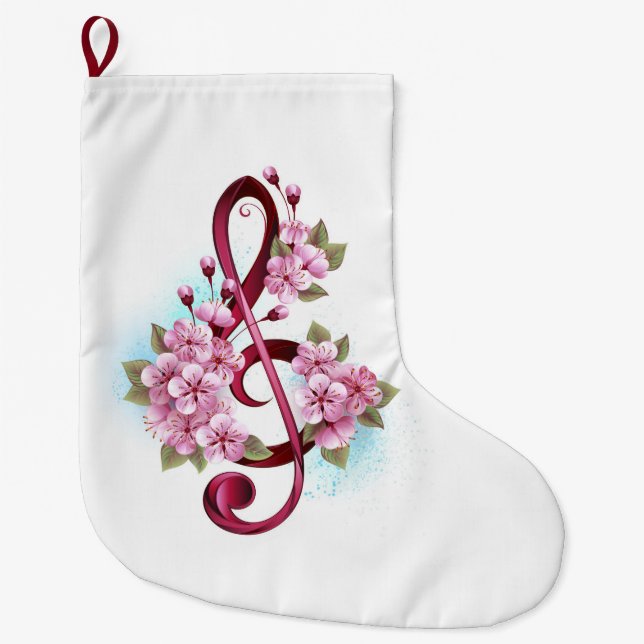 Musiksaxlar med saxblommor stor julstrumpa (Framsidan)