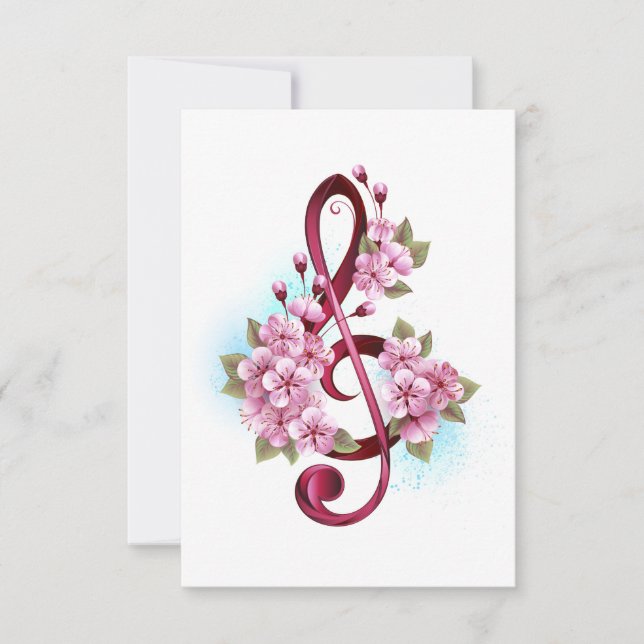 Musiksaxlar med saxblommor tack kort (Framsida)
