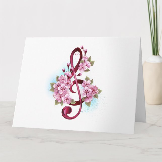 Musiksaxlar med saxblommor tack kort (Framsida)