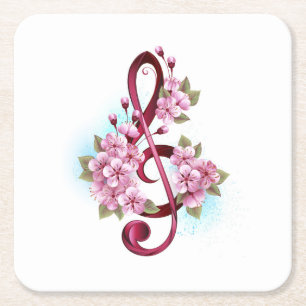 Musiksaxlar med saxblommor underlägg papper kvadrat