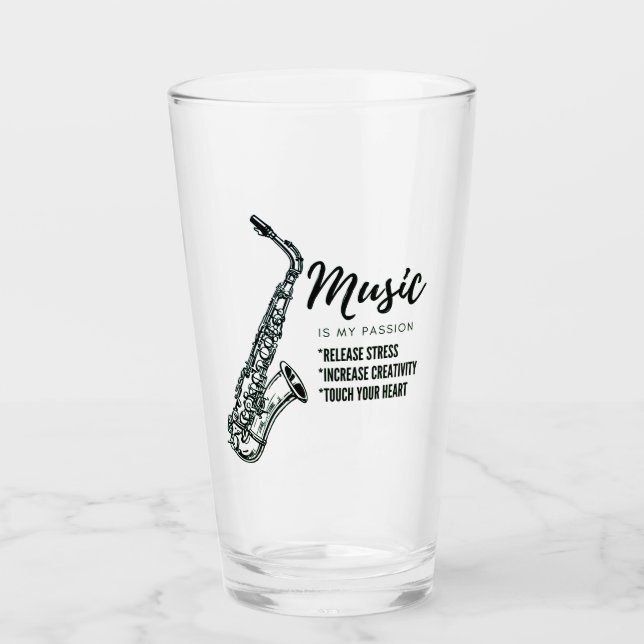 musiksaxofon glaskopp (Framsida)