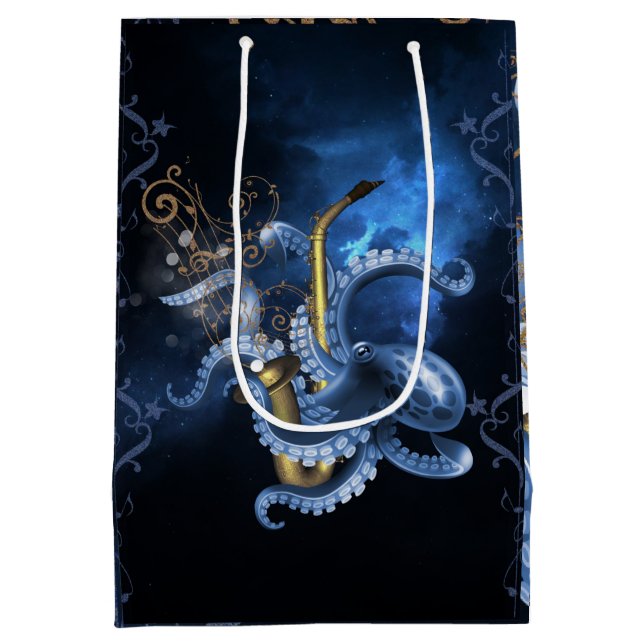 Musiksaxofon med bläckfisk (Baksidan)