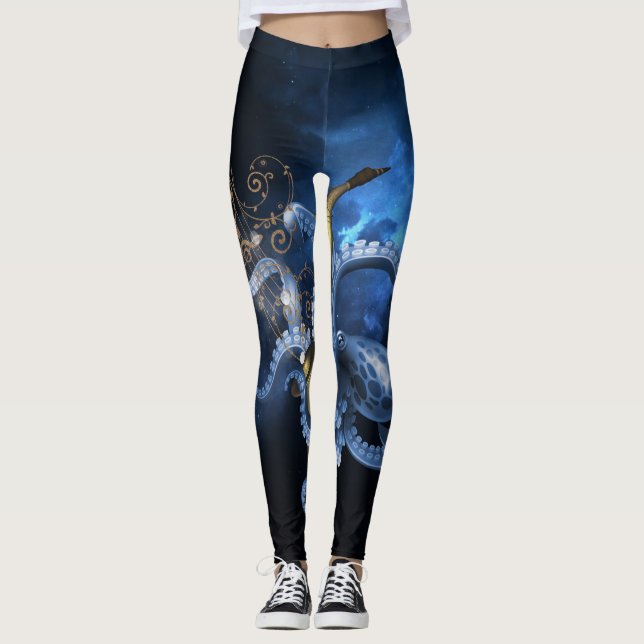 Musiksaxofon med bläckfisk leggings (Framsida)