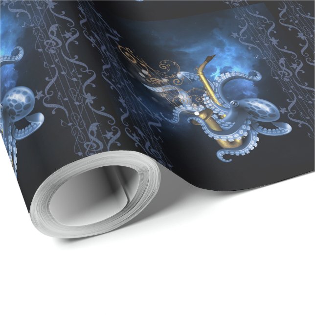 Musiksaxofon med bläckfisk presentpapper (Rulle Hörn)