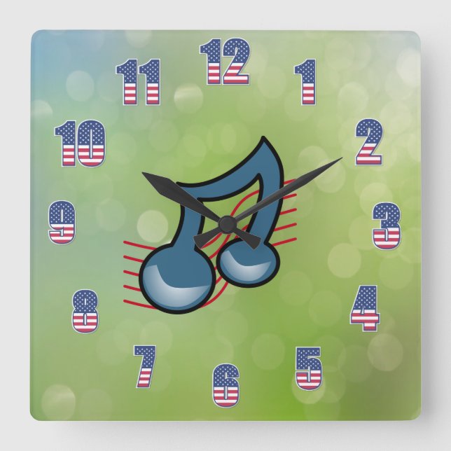 Musiksignaturklocka Fyrkantig Klocka (Framsida)