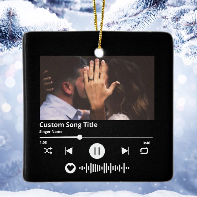 Musikskannerbar kod Personlig Sång jul Julgransprydnad Keramik (Music Scannable Code Personalized Song Christmas Ceramic Ornament
)