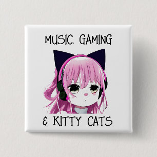 Musikspel och Kattunge Anime Girl Knapp