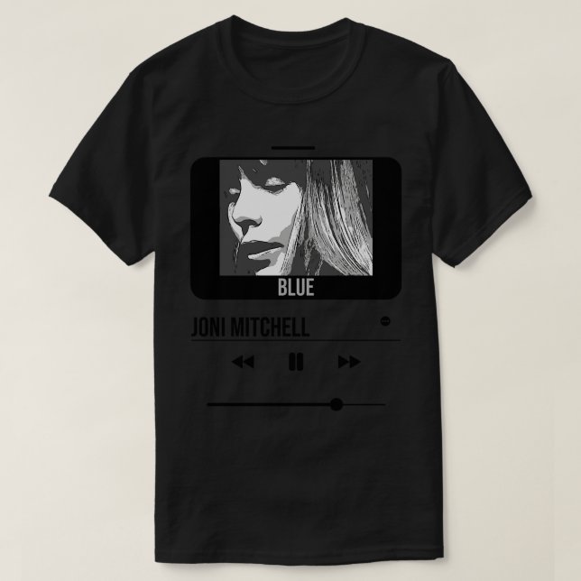 Musikspelare Joni mitchell Vblack T Shirt (Design framsida)