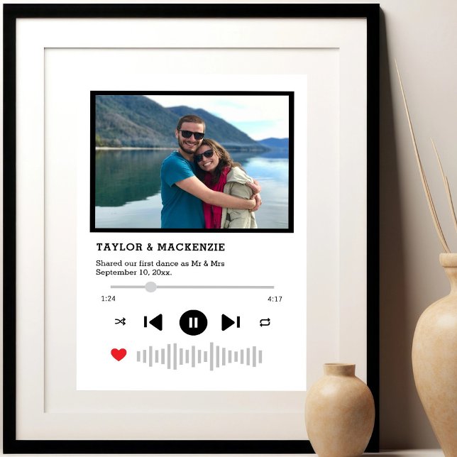 Musikspelare med personlig bild poster (Music Player Personalized Photo Poster by Ricaso. Printed/digital download. Add your own photograph)