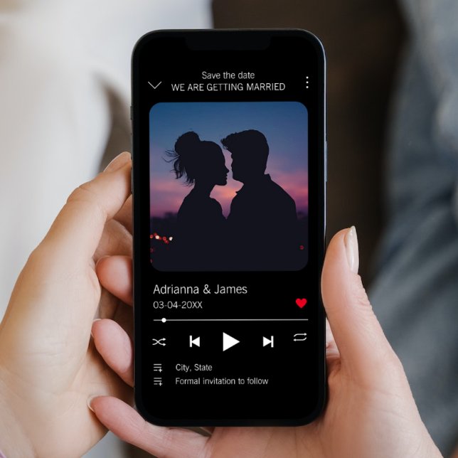 Musikspelare Unik sångfoto  Spara Datumet (Music Player Unique Song Photo Save The Date electronic)