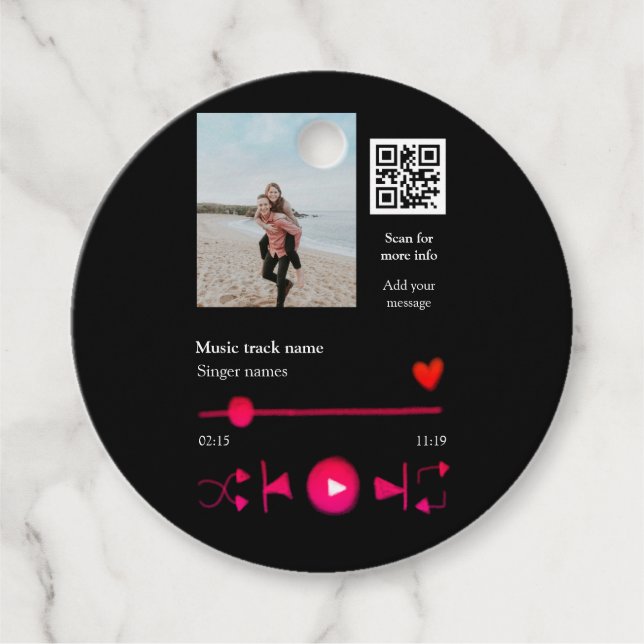 Musikspelarens personlig par kärlek q r code tex gåvor etiketter (Framsida)