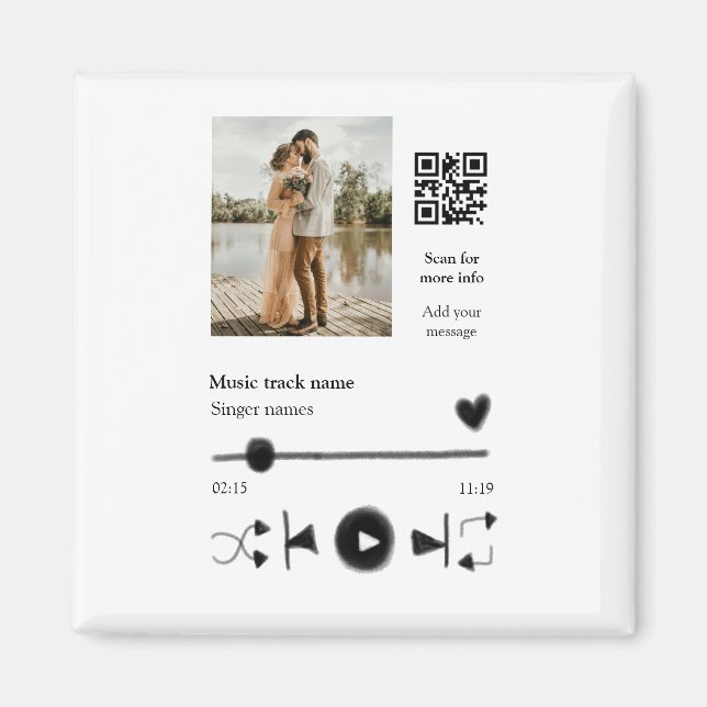 Musikspelarens personlig par kärlek q r code tex magnet (Framsidan)