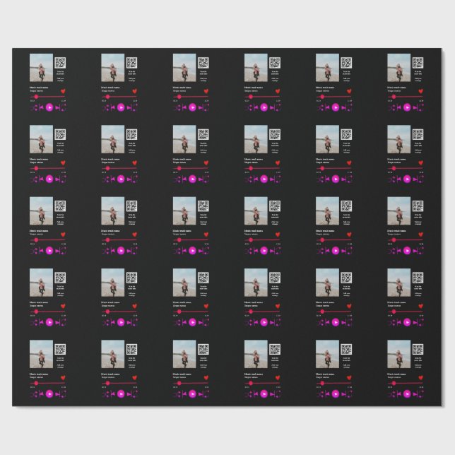 Musikspelarens personlig par kärlek q r code tex presentpapper (Platt)