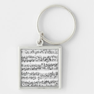 Musikställning av Johann Sebastian Bach Fyrkantig Silverfärgad Nyckelring