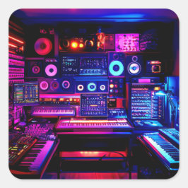 Musikstudio Fyrkantigt Klistermärke
