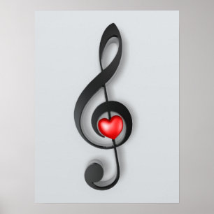 musiksymbol och älskvärd hjärtaaffisch poster