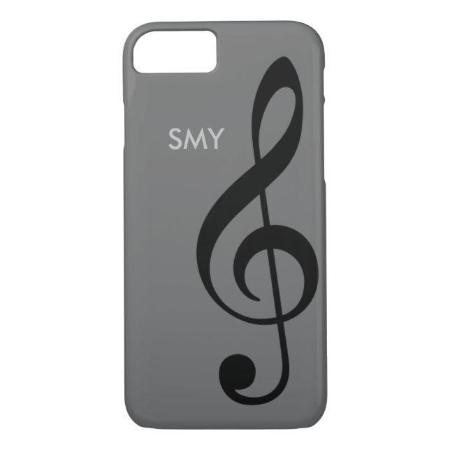 musiksymbol (treble clef) med anpassningsbar initi Case-Mate iPhone skal (Baksida)