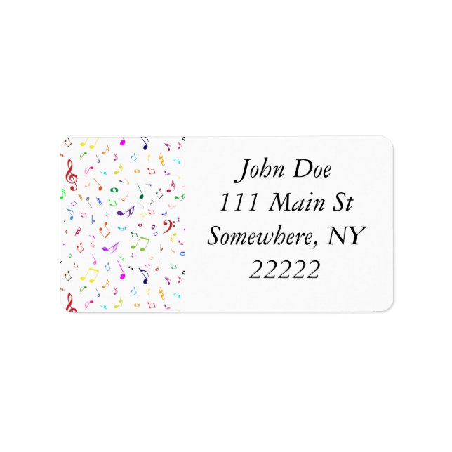 Musiksymboler i Rainbow Färg Adressetikett (Framsidan)