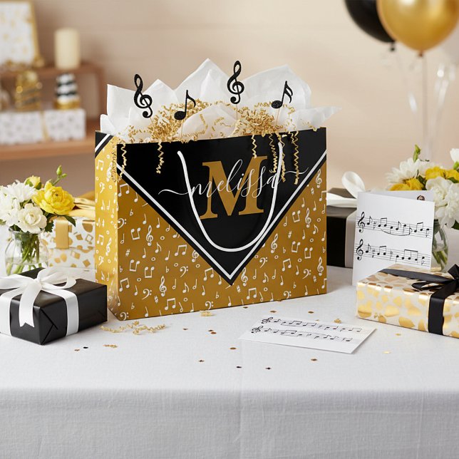Musiksymboler personlig stor presentpåse (Skapare uppladdad)