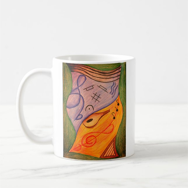 Musiksymboler Treble Clef Colorful Kaffemugg (Vänster)