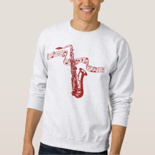 Musiktema Röda saxofon och anteckningar - Sötskjor Sweatshirt