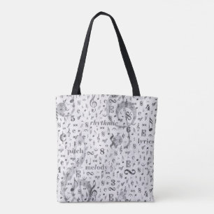 Musiktema Tote Bag Music Note piano-väska Tygkasse